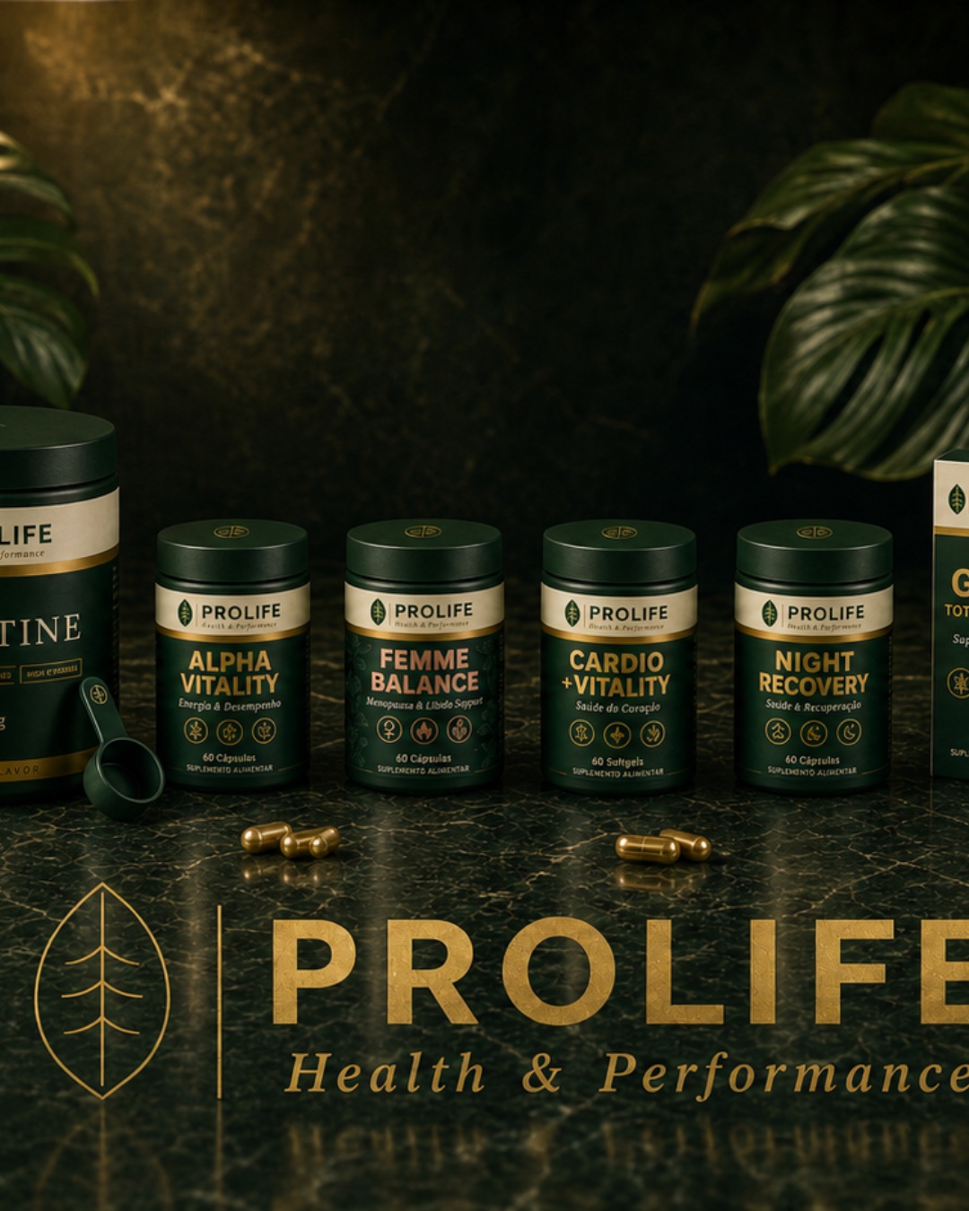 Sua rotina merece um novo impulso! 💪
Whey protein, creatina e outros suplementos compõem a linha prolife Health Performance.
Na imagem, o visual verde e dourado destaca cada produto.
Qual deles chamou sua atenção? Conte nos comentários!
#Prolife #HealthPerformance #Suplementos #BemEstar